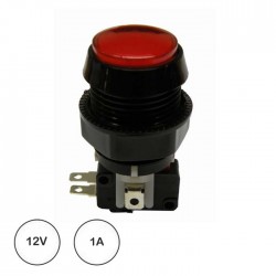 Interruptor Pulsador (Spdt) On-(On) 12v 1A, Luminoso (sem lampada) - Vermelho