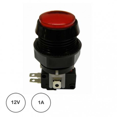 Interruptor Pulsador (Spdt) On-(On) 12v 1A, Luminoso (sem lampada) - Vermelho