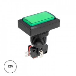 Interruptor Pulsador (Spdt) On-(On) 16A/250V AC 41x23mm, Ø24mm, Luminoso (sem lâmpada) - Verde