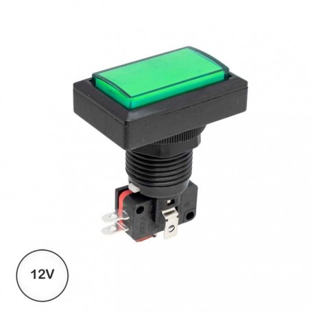 Interruptor Pulsador (Spdt) On-(On) 16A/250V AC 41x23mm, Ø24mm, Luminoso (sem lâmpada) - Verde