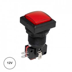Interruptor Pulsador (Spdt) On-(On) 16A/250V AC 41x23mm, Ø24mm, Luminoso (sem lâmpada) - Vermelho