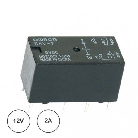 Relé 12VDC 2A DPDT (8 pinos) - Omron
