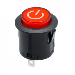Interruptor OFF-ON , 12v 30A com Símbolo POWER LED, 22mm Redondo – Vermelho