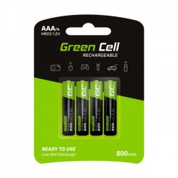 Pilha Recarregável AAA 1.2V 800MA 4X Blister GREEN CELL