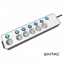 Extensão Eléctrica 6x Schuko C/ Interruptores 1.5Mt - ENTAC