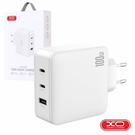 Alimentador USB-A 18W 2.4A / 2xUSB-C PD 100W 3A GAN XO