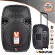 Coluna Amplificada 15" USB/BT/SD/FM/BAT Mic s/ Fios - VSOUND