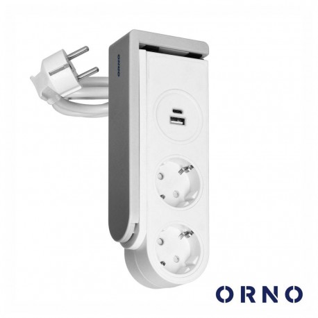 Extensão Elétrica 2x Schuko 2xUSB C/ Suporte P/ Mesa ORNO