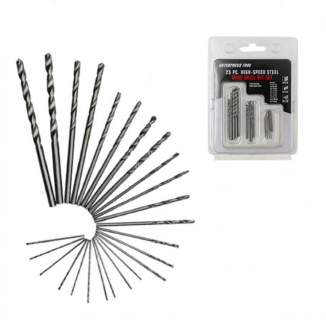 Conjunto de 25 Brocas Combinadas HSS de Precisão 0.5mm a 0.3mm