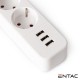 Extensão Elétrica 4x Schuko +3 USB C/ Interruptor 1.5m - ENTAC