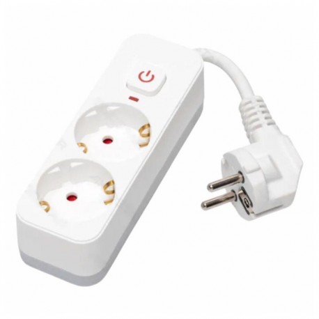Ficha Elétrica Adaptadora 2x Schuko C/ Interruptor
