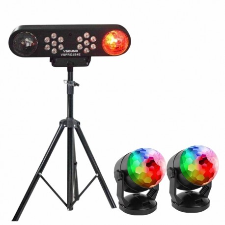 2x Bola de Luz LED RGB e Suporte C/ Projetor Wash/Astro RGB