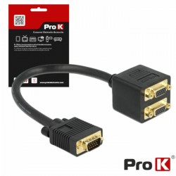 Cabo Adaptador Vga M/F/F Dourado Prok