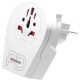Adaptador de viagem Universal ➝ Schuko c/ 1x USB-A + 1x USB-C (20W)
