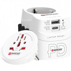 Adaptador de viagem Universal (c/ terra) c/ 1x USB-A e 1x USB-C (45W)