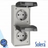 Tomada Elétrica Superfície 2x Schuko Vertical IP44 - SOLERA