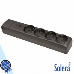 Extensão Elétrica 4x Schuko C/ Interruptor Preto - SOLERA