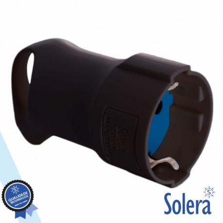 Ficha Schuko Fêmea 2P+E 16A 250V Preto - SOLERA