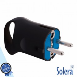 Ficha Schuko Macho 2P+Terra 16A 250V Preto - SOLERA