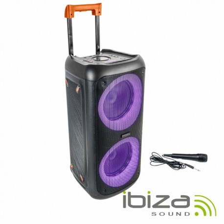 Coluna Amplificada 2x10" 1400W LED USB/MicroSD/AUX/TWS - IBIZA
