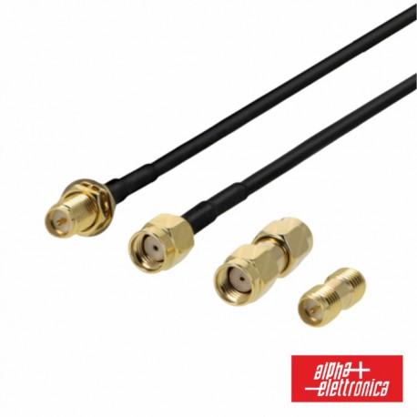 Cabo RP-SMA Macho/Fêmea c/ 2 adaptadores 5m - ALPHA